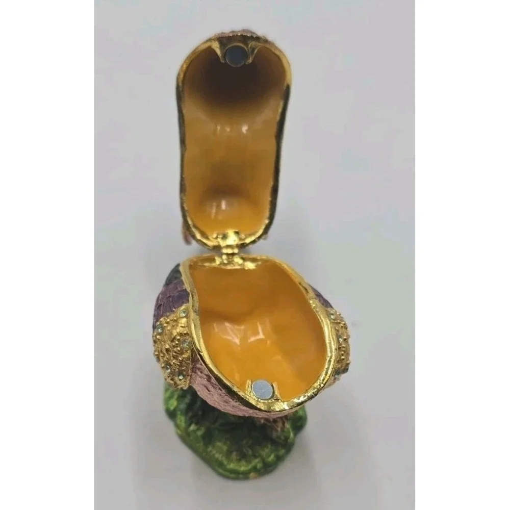 Leonardo Collection Hand Painted Enamel Rooster Trinket Box, Hinged Jewelry